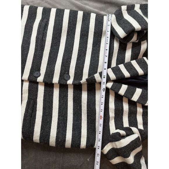 Maje striped Oversize black White Wool Coat sz 36 Small - Picture 7 of 11